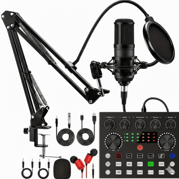 Professional Condenser Microphone Kit with Boom Arm, Pop Filter & Shock ...